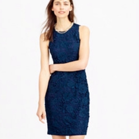 J Crew Navy Lace Sheath Dress 